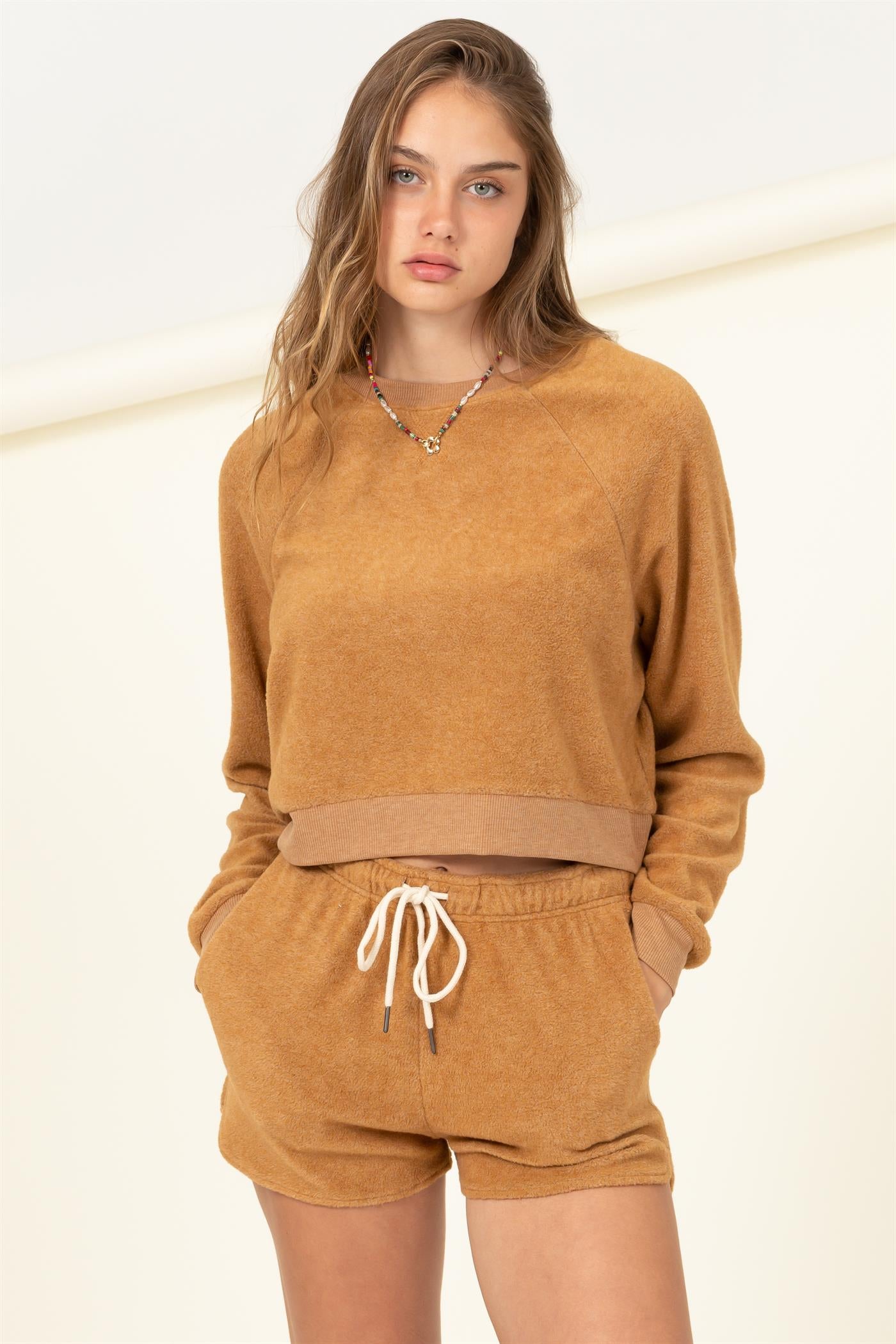 Cozy Long-Sleeve Top and Shorts 2-Piece Set