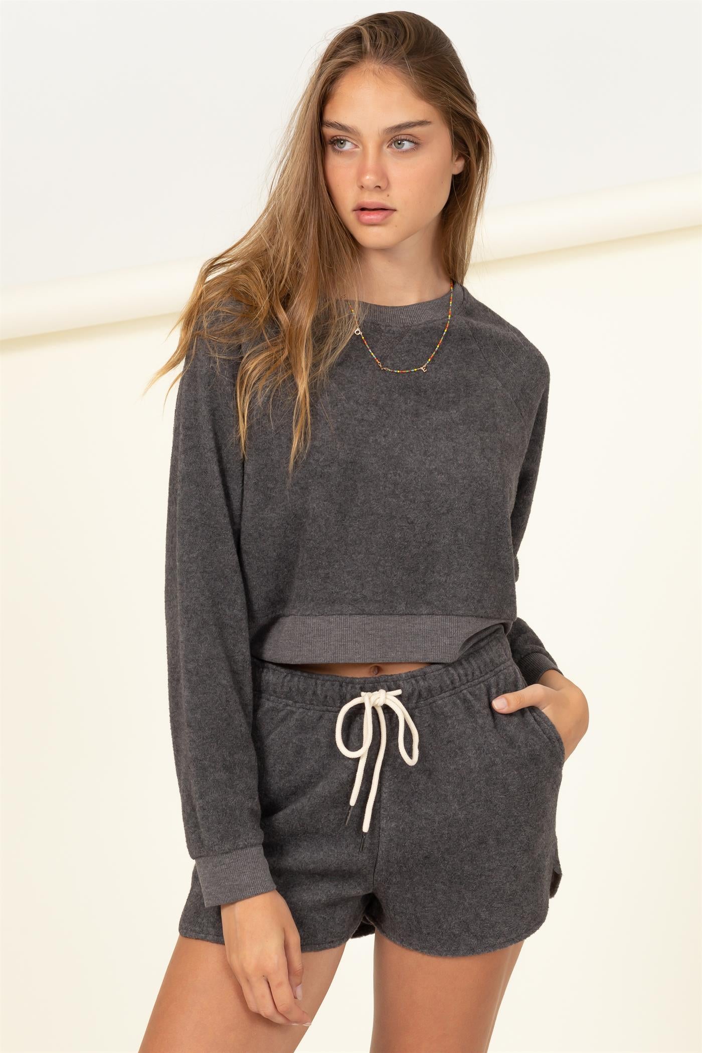 Cozy Long-Sleeve Top and Shorts 2-Piece Set