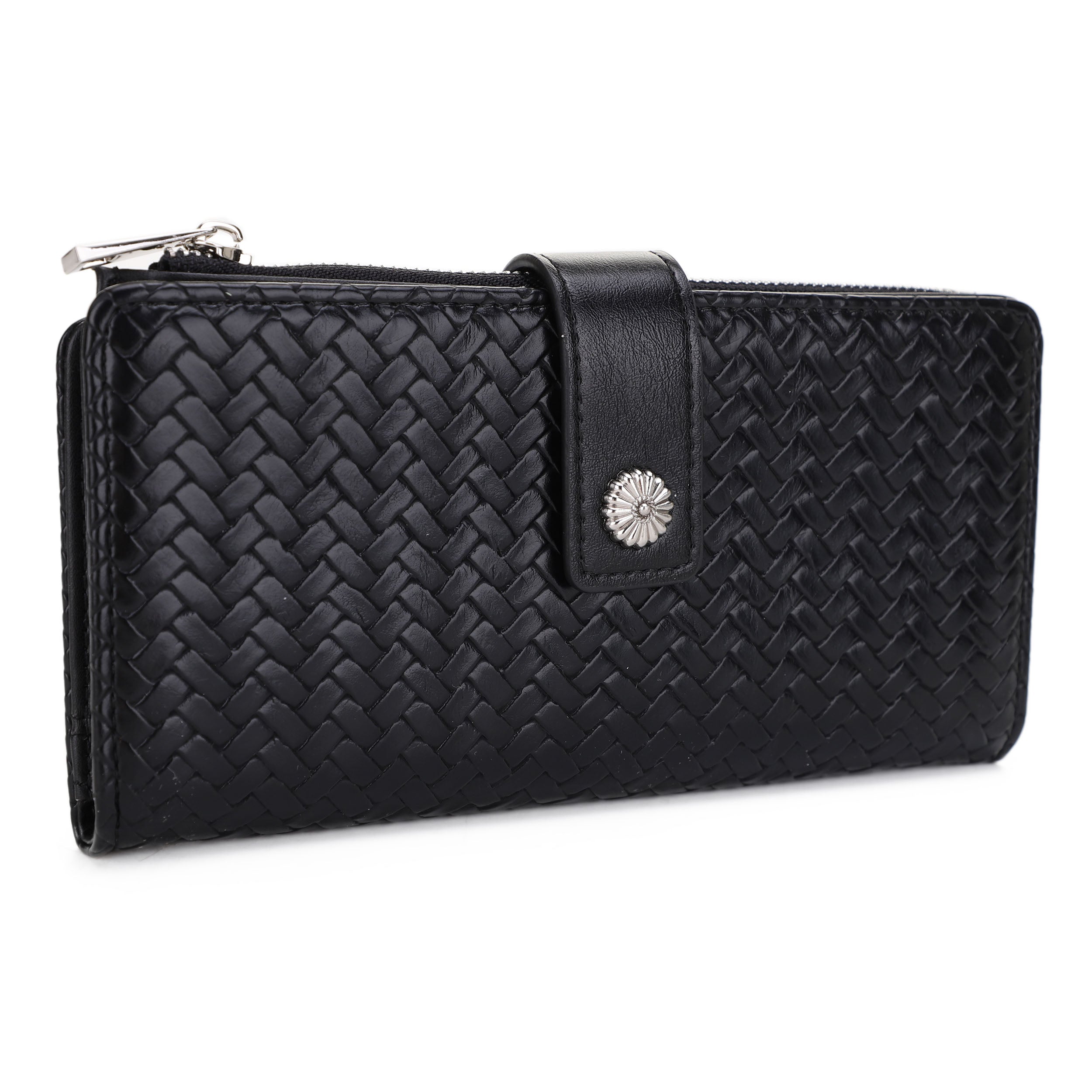 KATE Bi-fold Long Wallet with Woven Texture