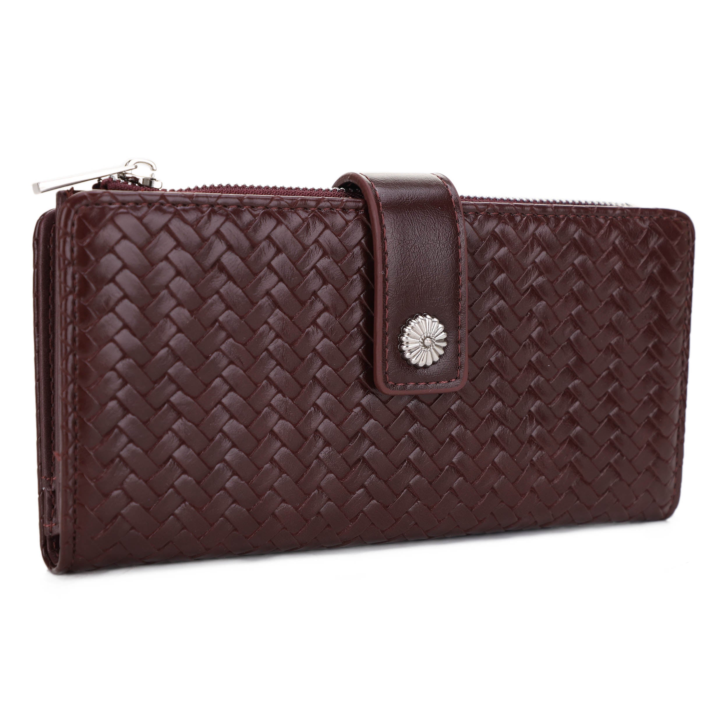 KATE Bi-fold Long Wallet with Woven Texture