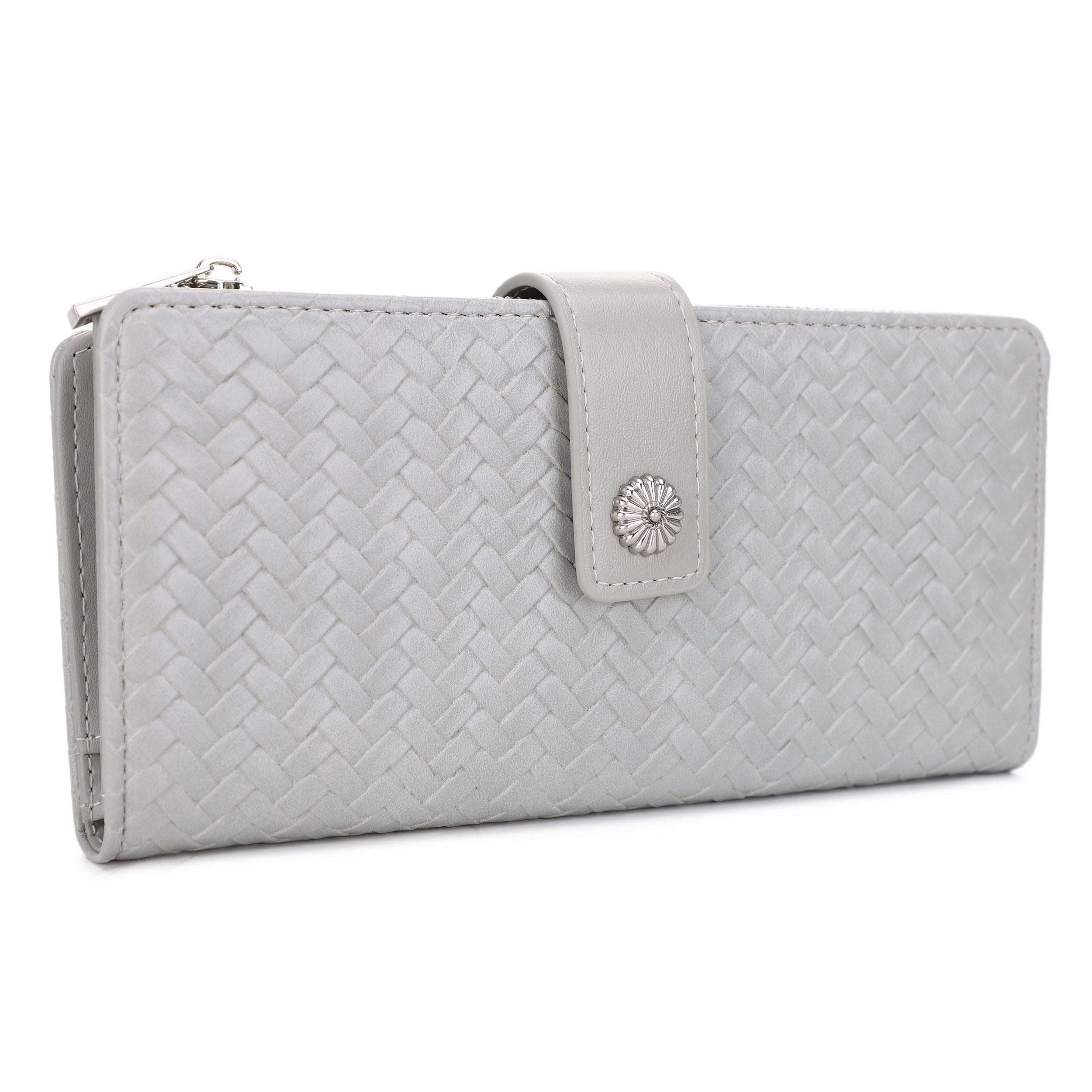KATE Bi-fold Long Wallet with Woven Texture