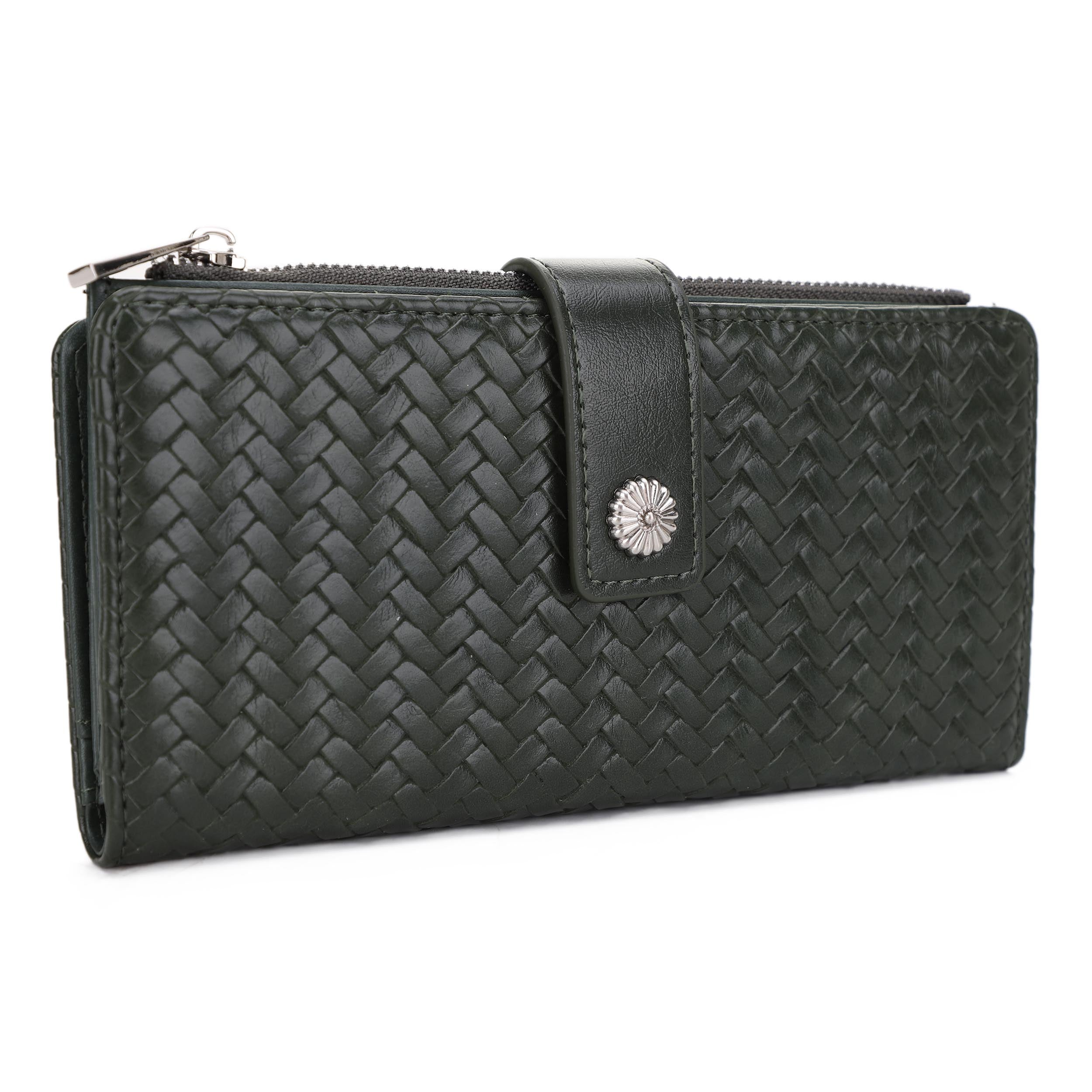 KATE Bi-fold Long Wallet with Woven Texture