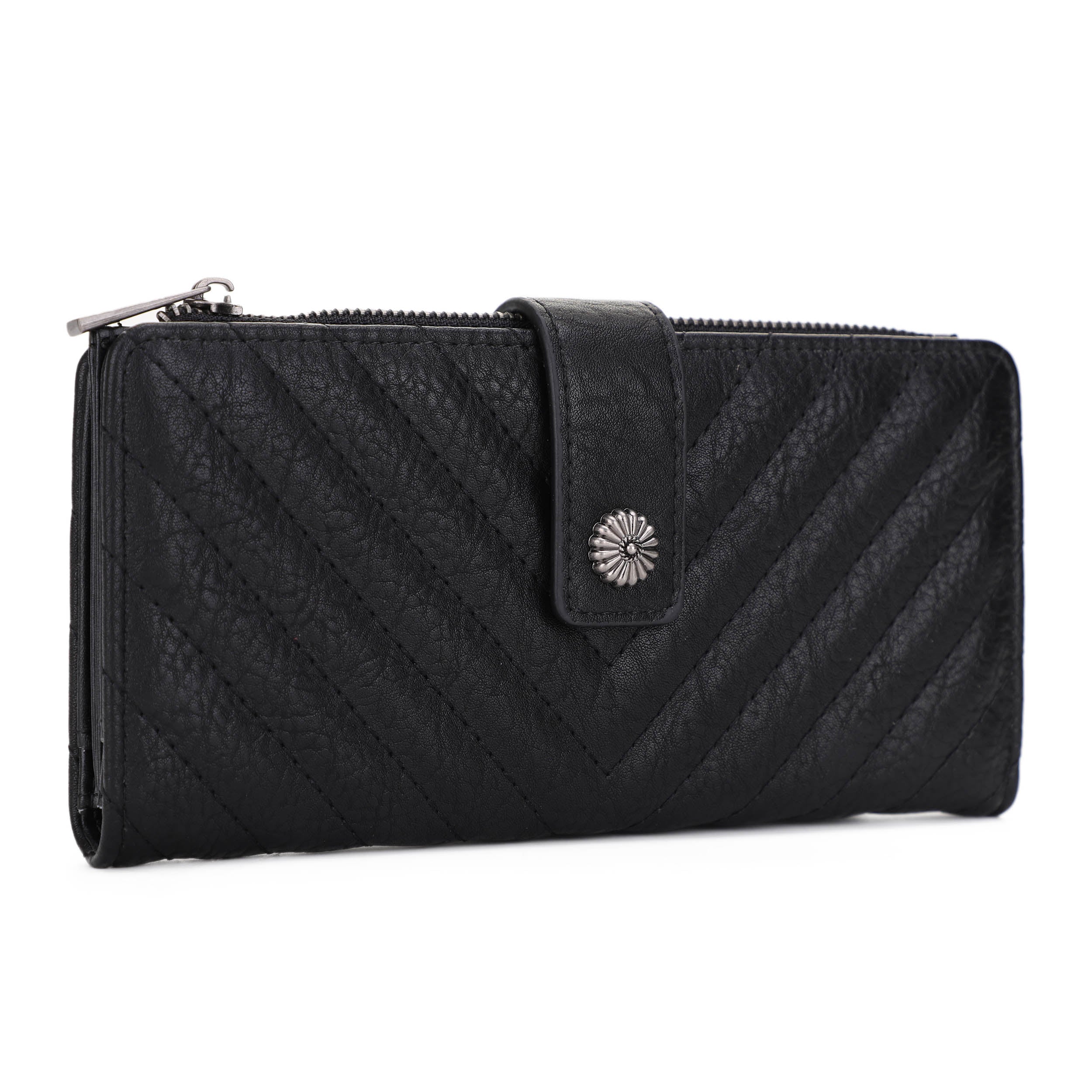 KATE Bi-fold Long Wallet with Chevron Quilting