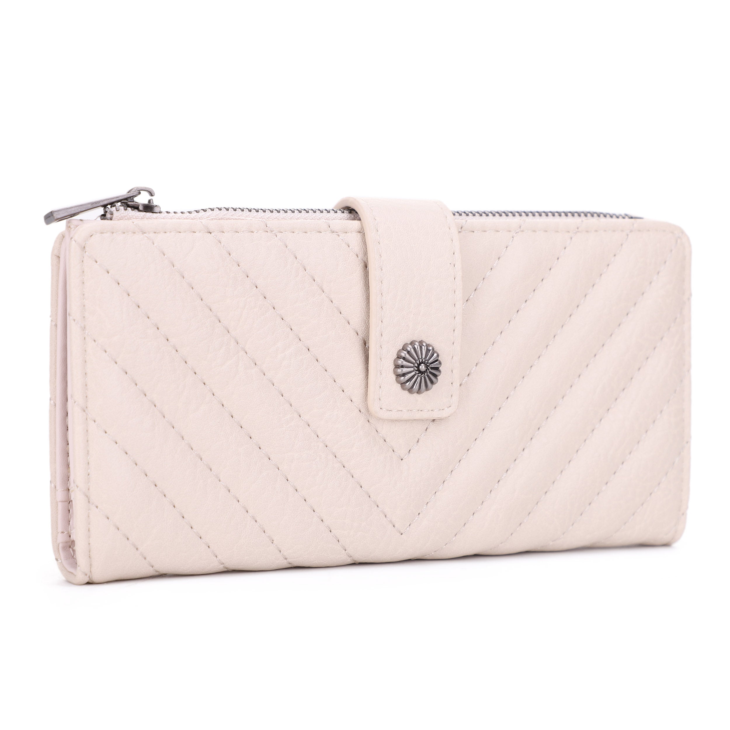 KATE Bi-fold Long Wallet with Chevron Quilting