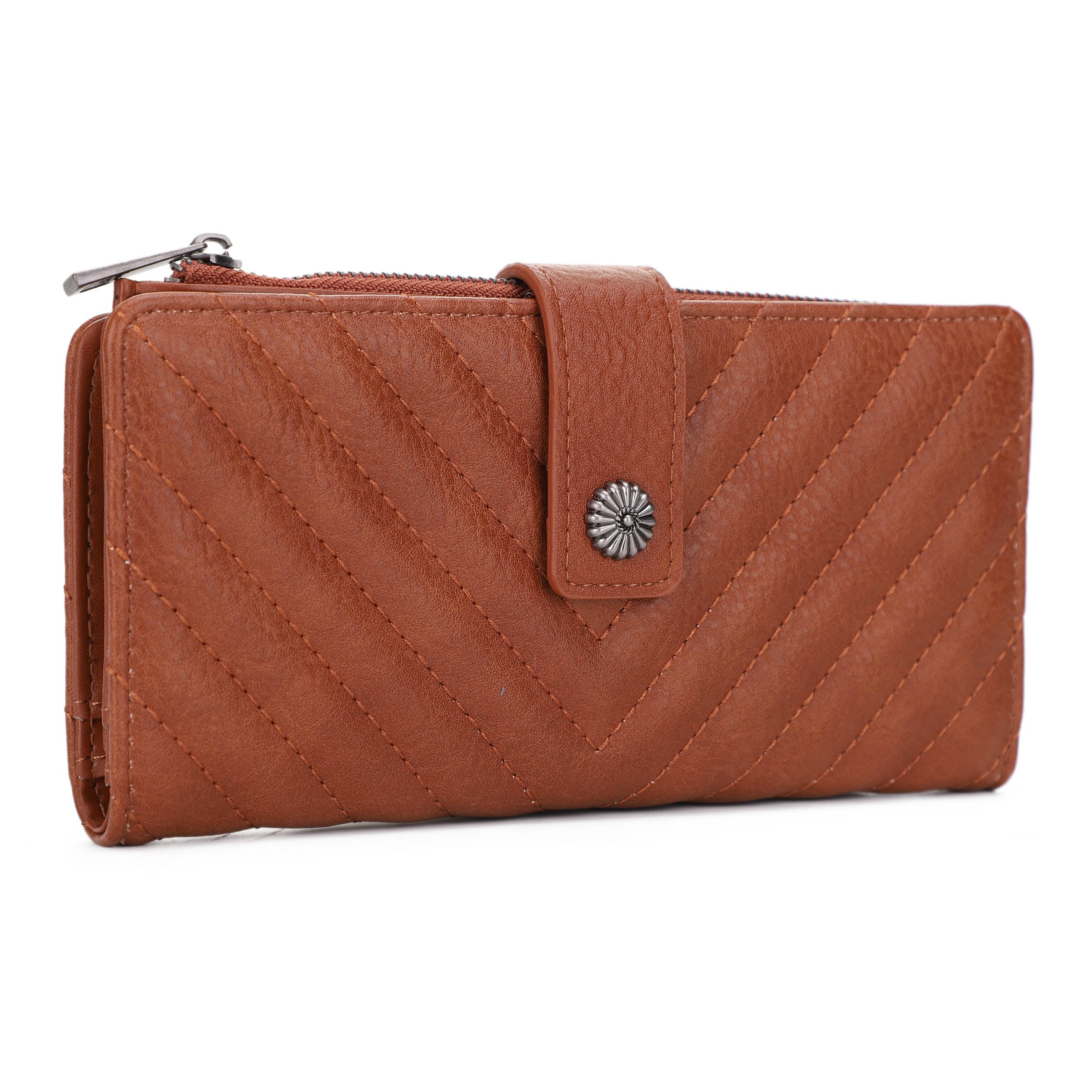 KATE Bi-fold Long Wallet with Chevron Quilting