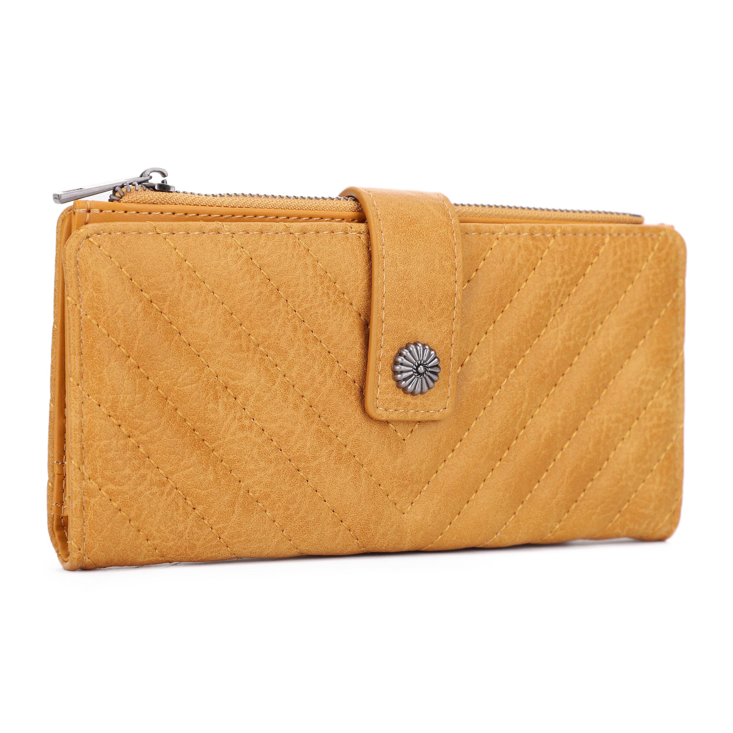 KATE Bi-fold Long Wallet with Chevron Quilting