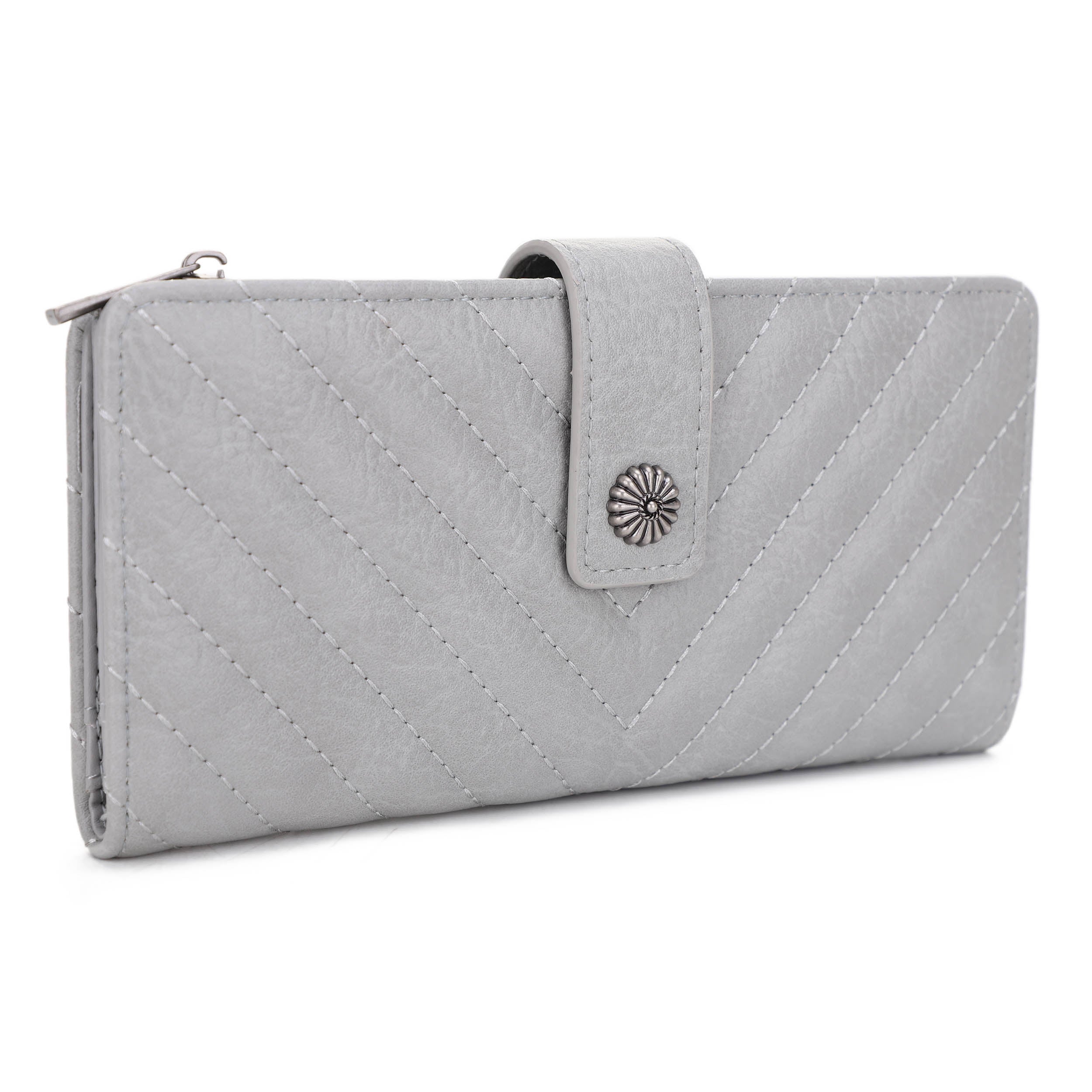 KATE Bi-fold Long Wallet with Chevron Quilting