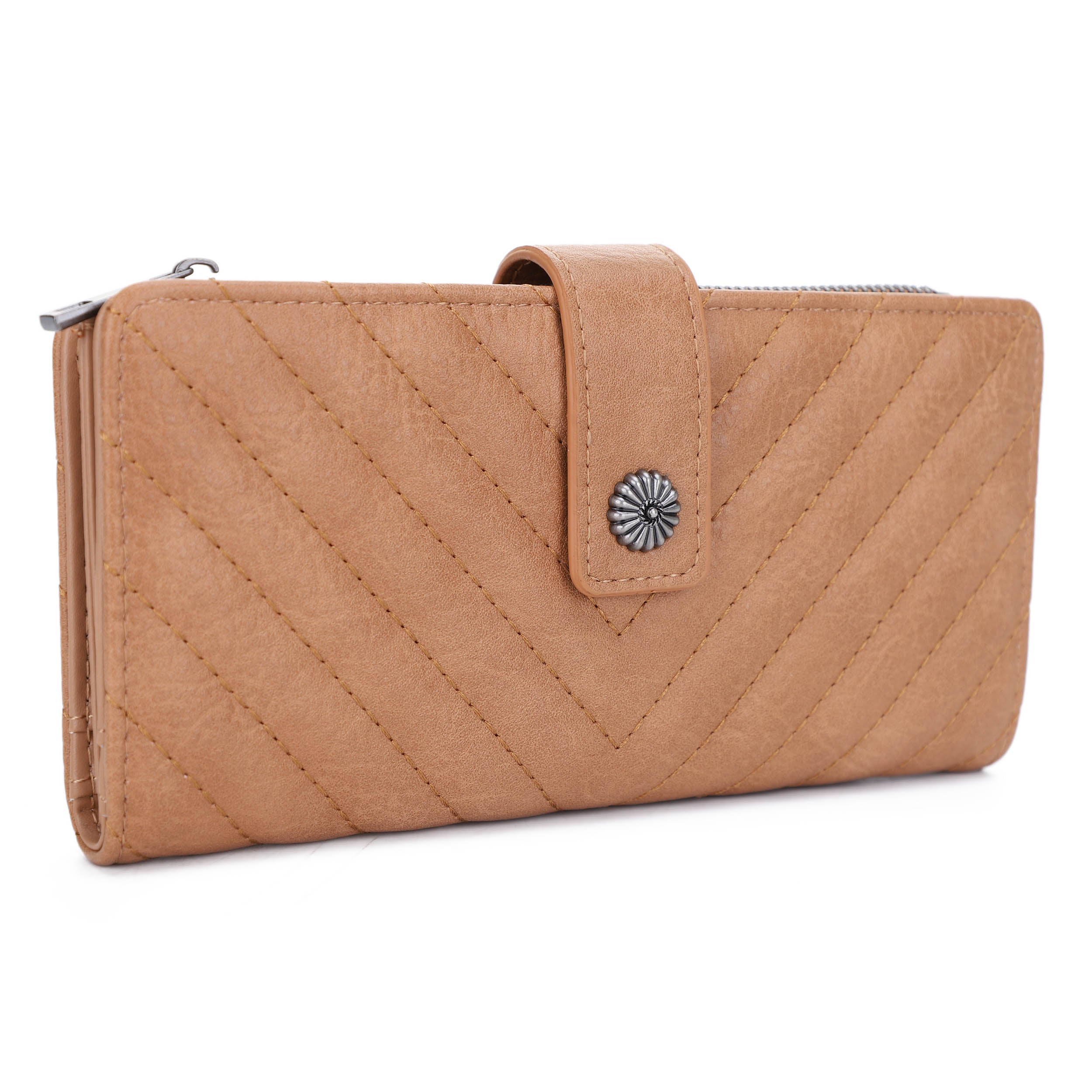 KATE Bi-fold Long Wallet with Chevron Quilting