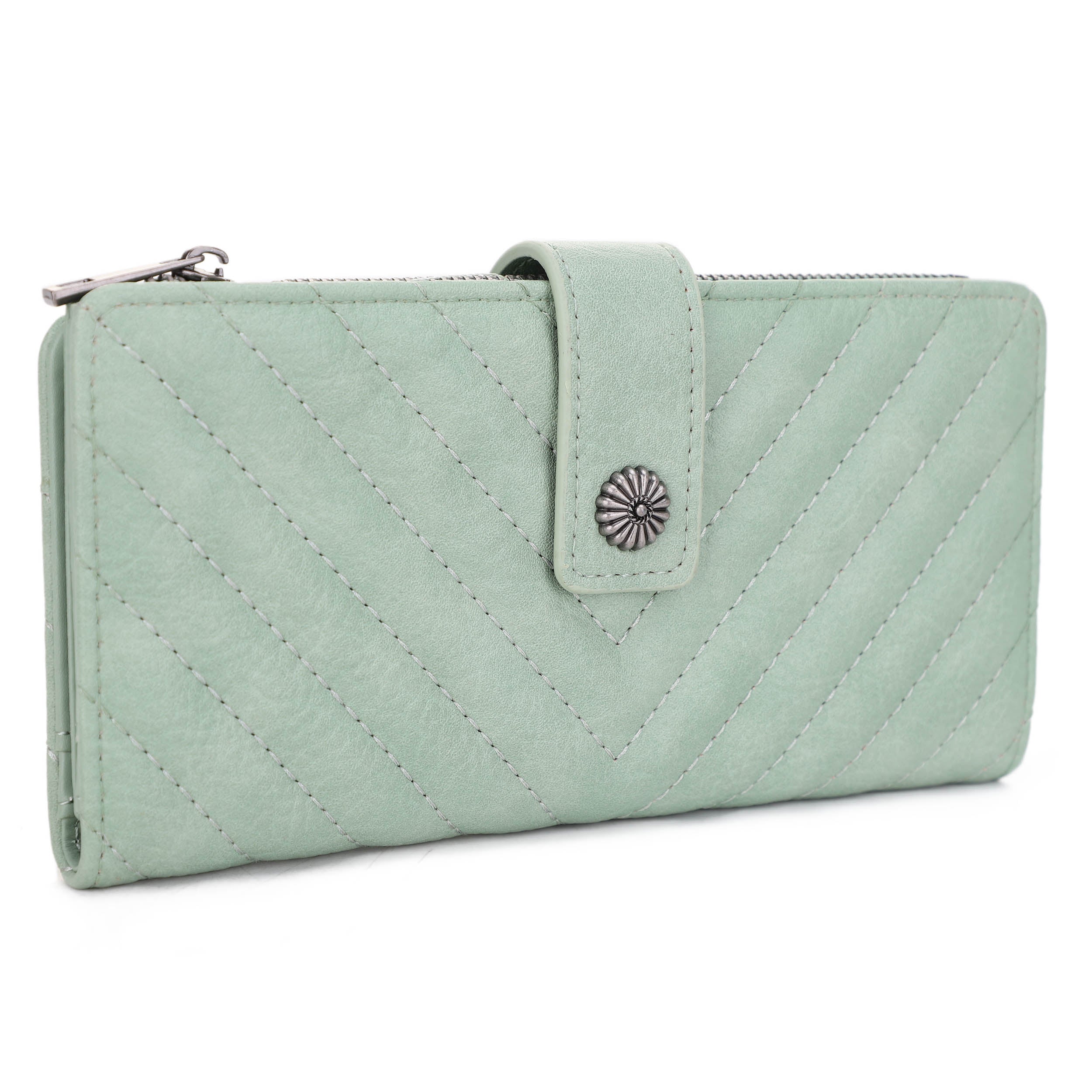 KATE Bi-fold Long Wallet with Chevron Quilting