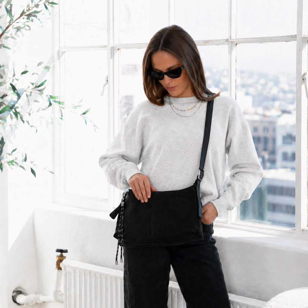 Hailey Double Straps Crossbody Bag (Suede)