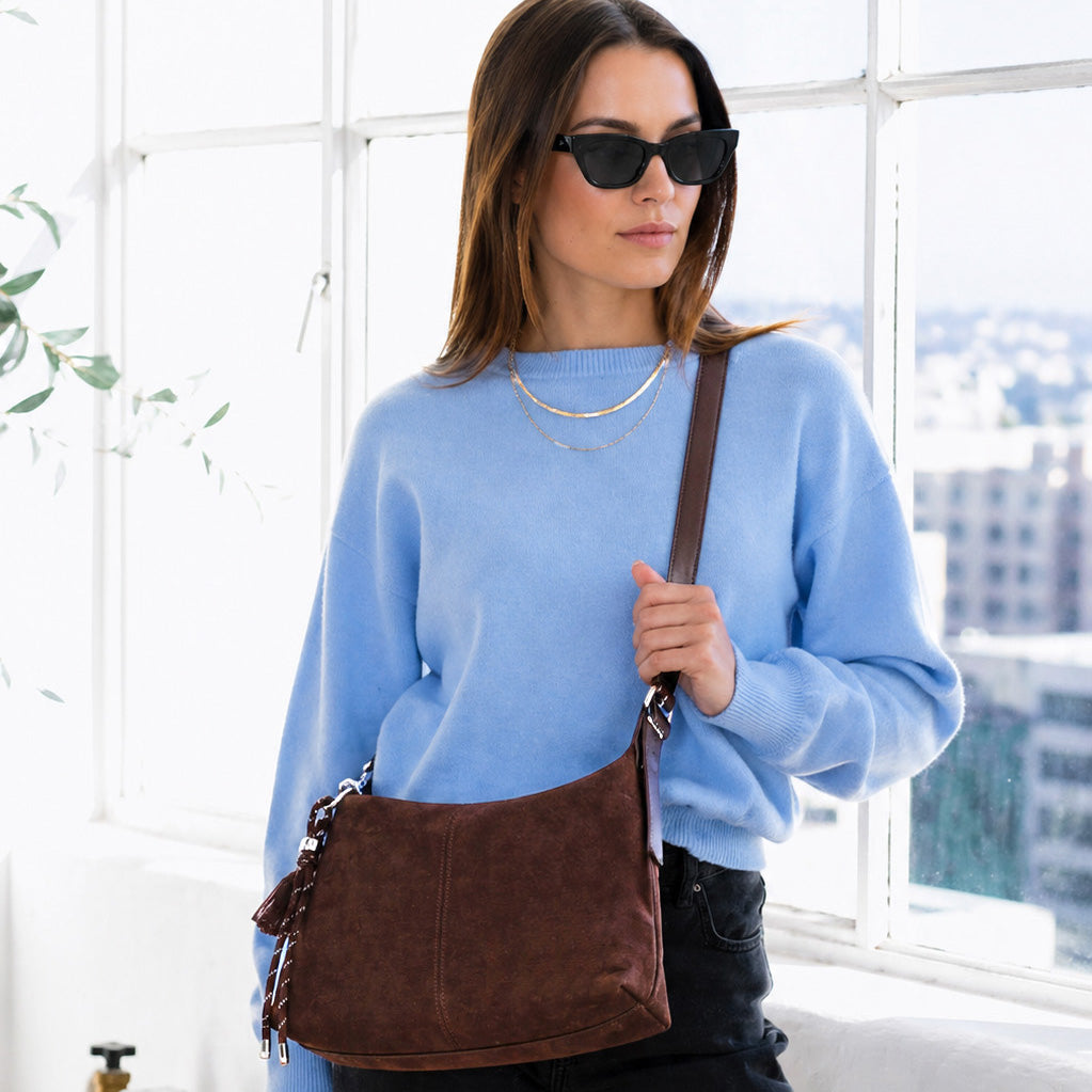 Hailey Double Straps Crossbody Bag (Suede)