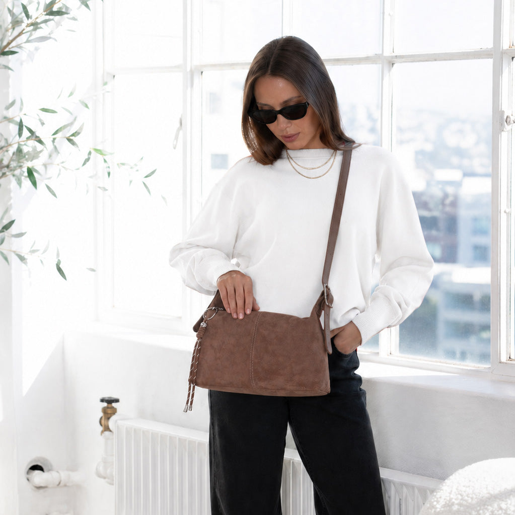 Hailey Double Straps Crossbody Bag (Suede)