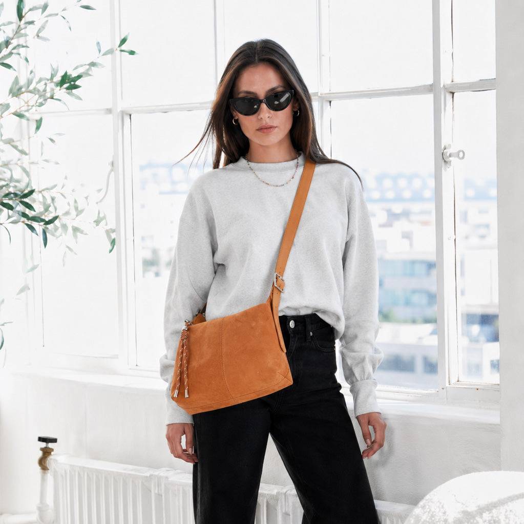 Hailey Double Straps Crossbody Bag (Suede)