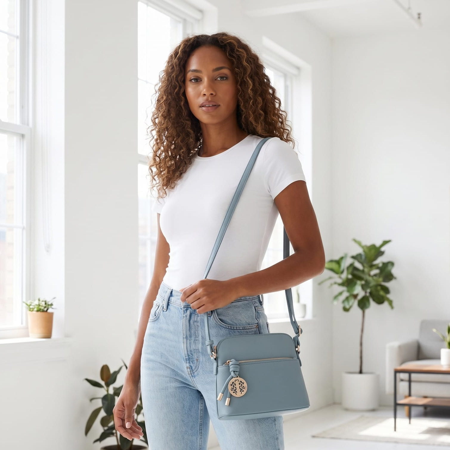 Ivy Small Dome Crossbody Bag with Medallion Charm