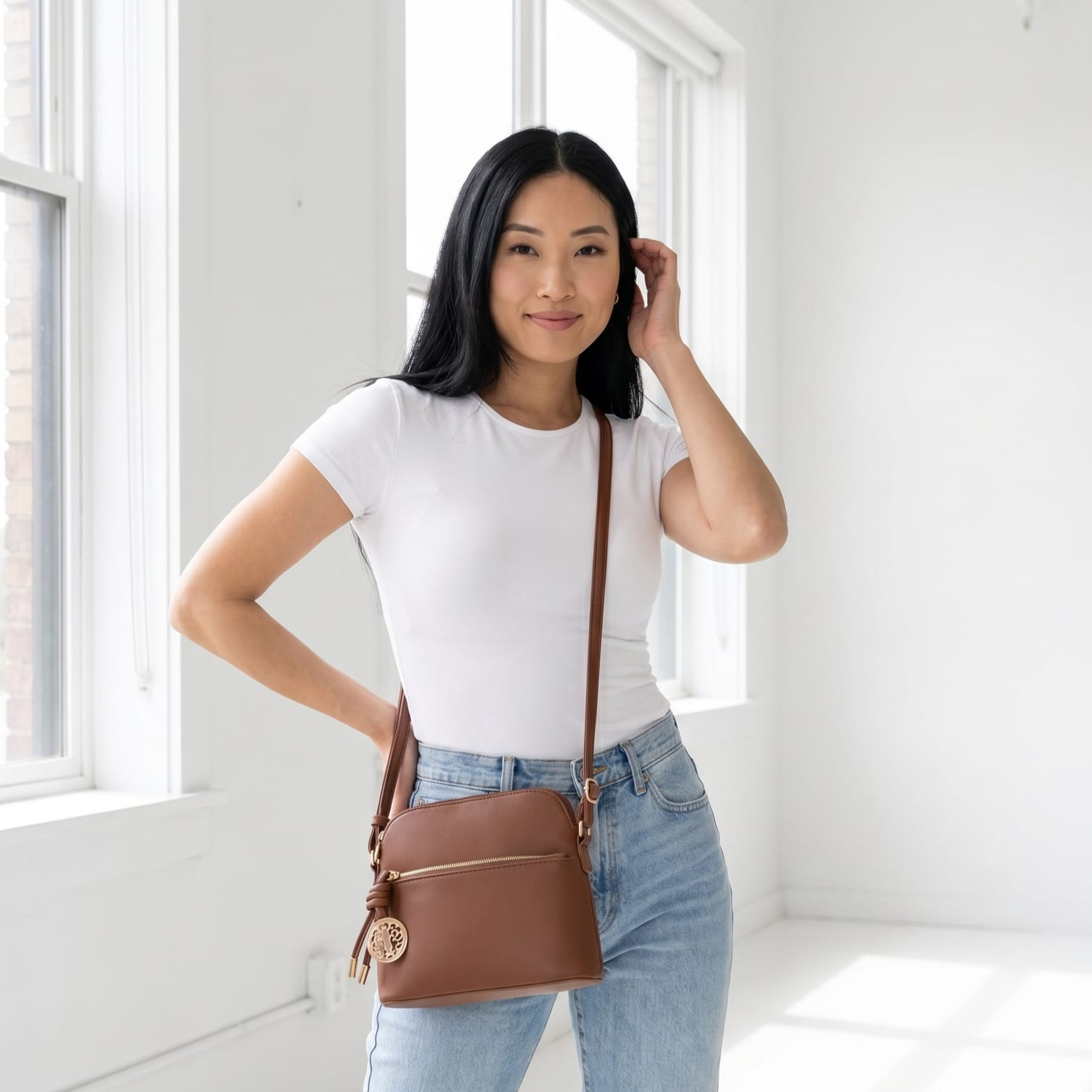 Ivy Small Dome Crossbody Bag with Medallion Charm