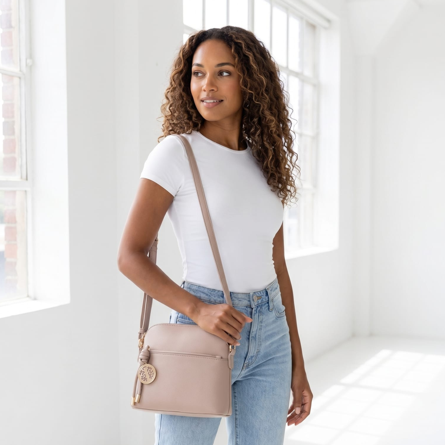 Ivy Small Dome Crossbody Bag with Medallion Charm