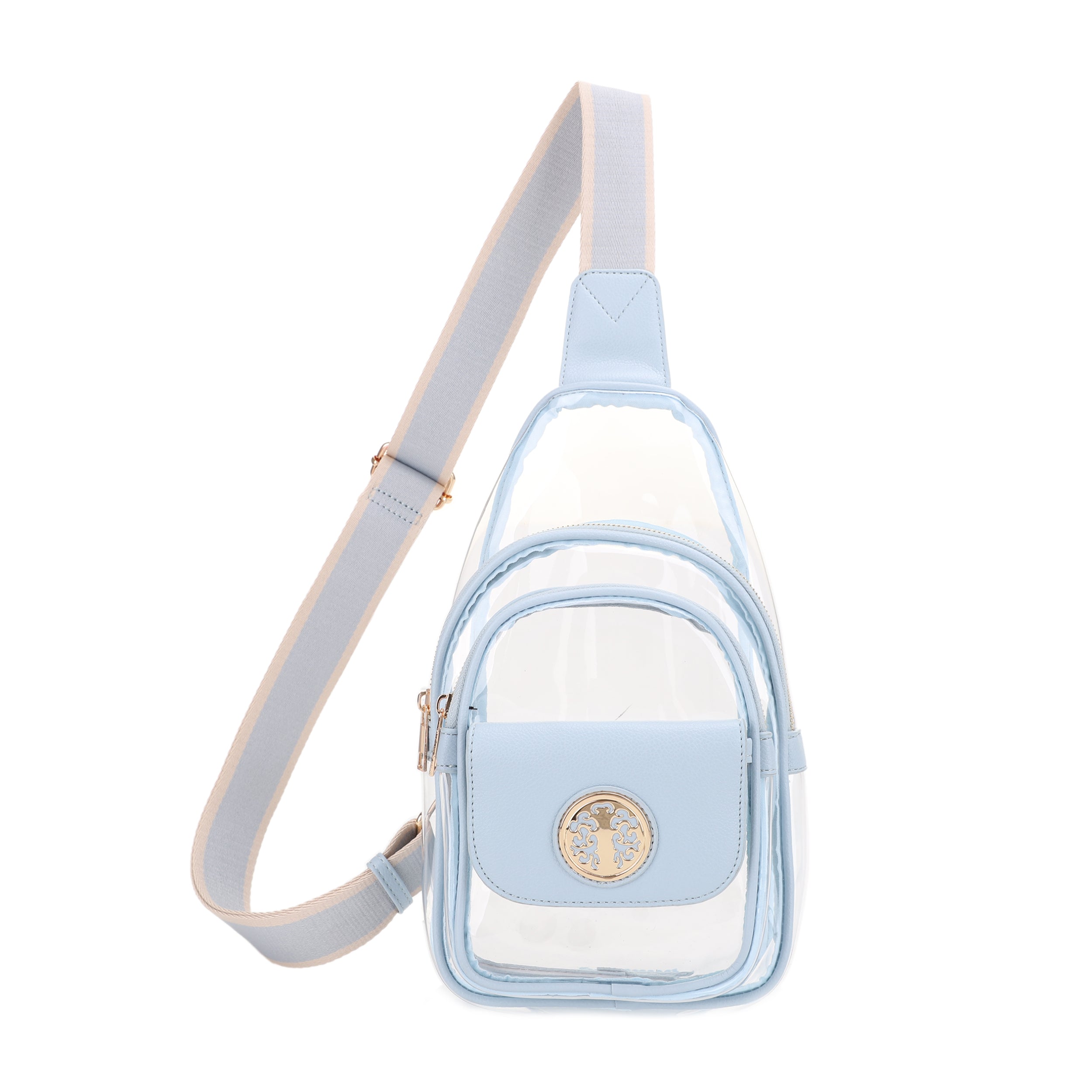 Ellie Double Compartment Clear Sling Bag with Medallion Detailing