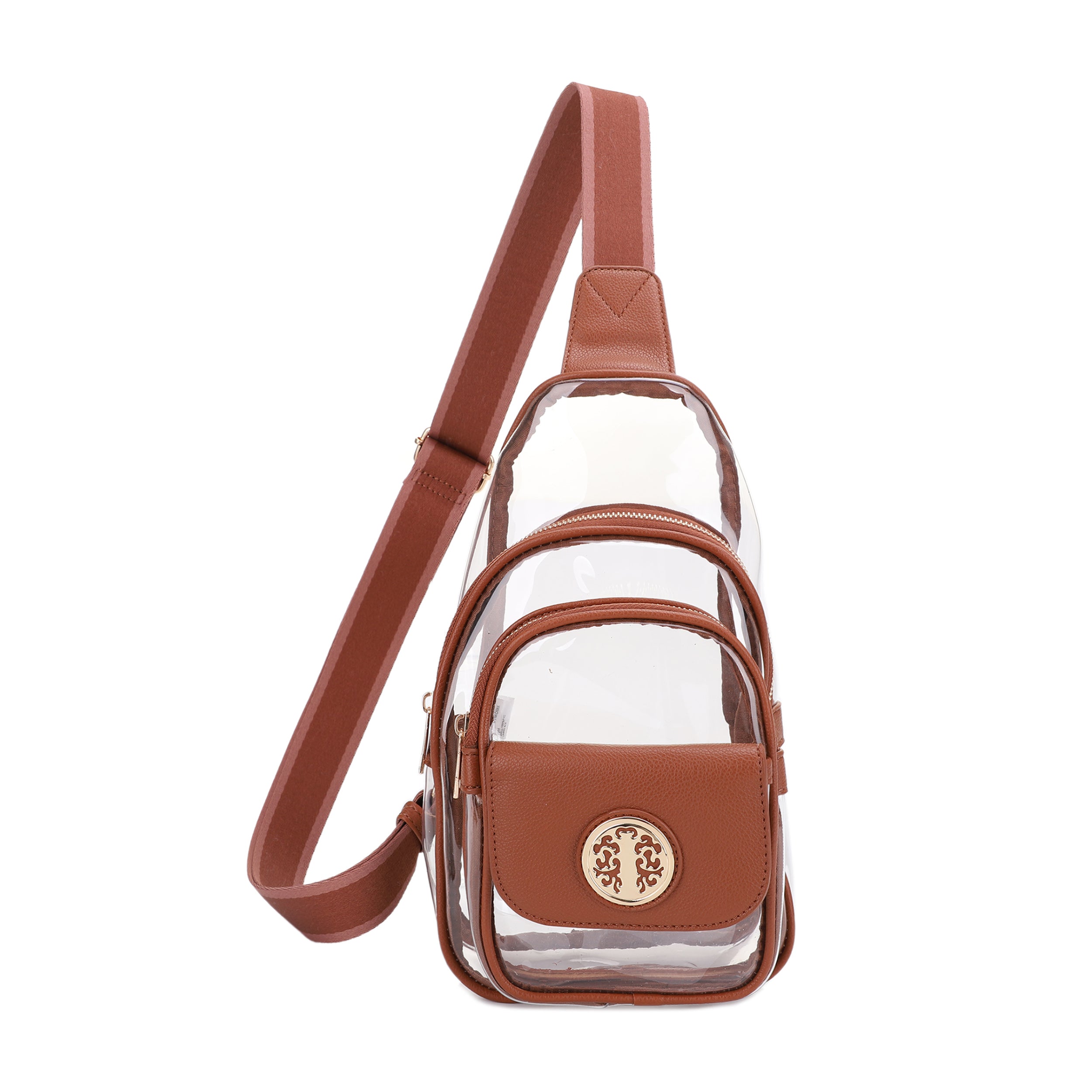 Ellie Double Compartment Clear Sling Bag with Medallion Detailing