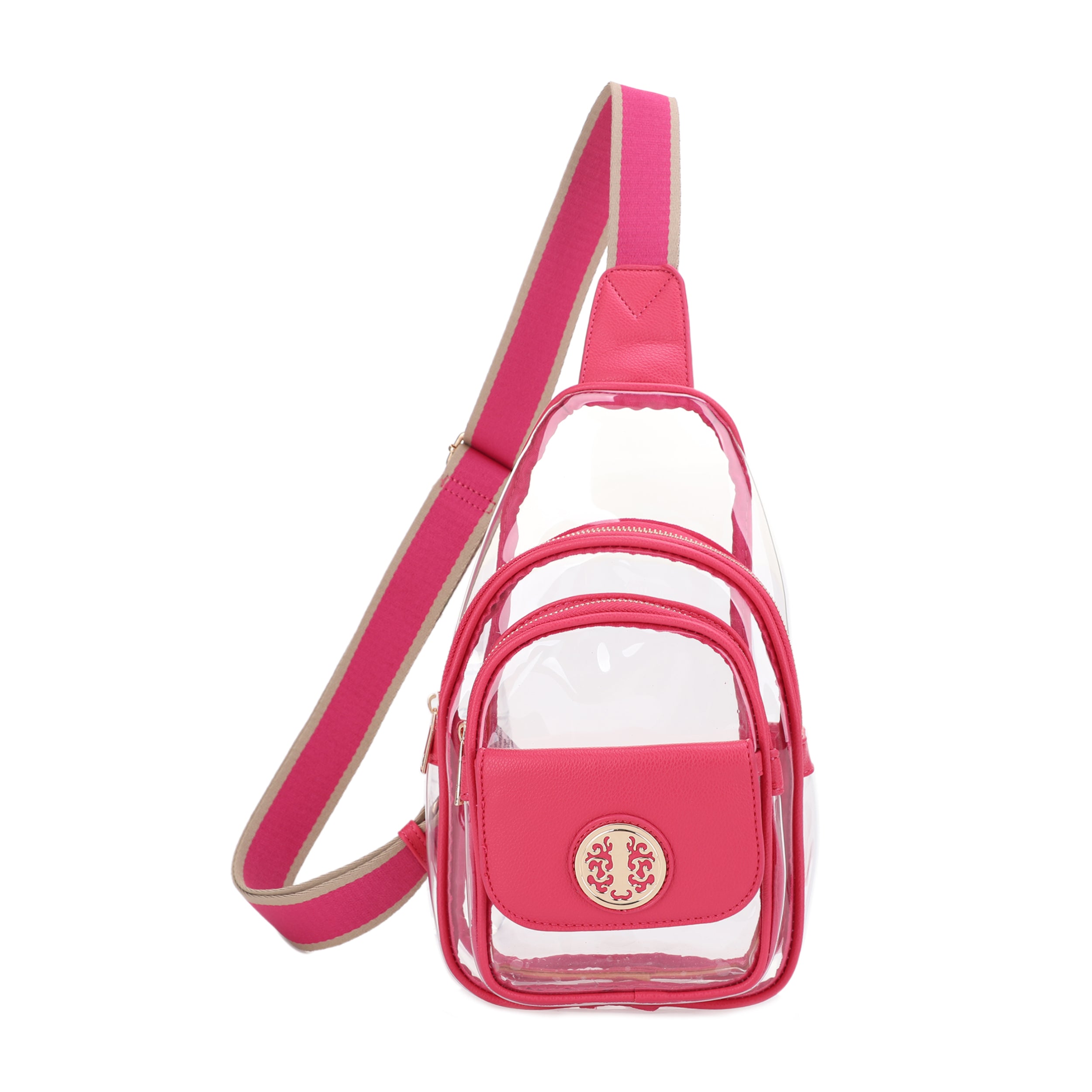 Ellie Double Compartment Clear Sling Bag with Medallion Detailing