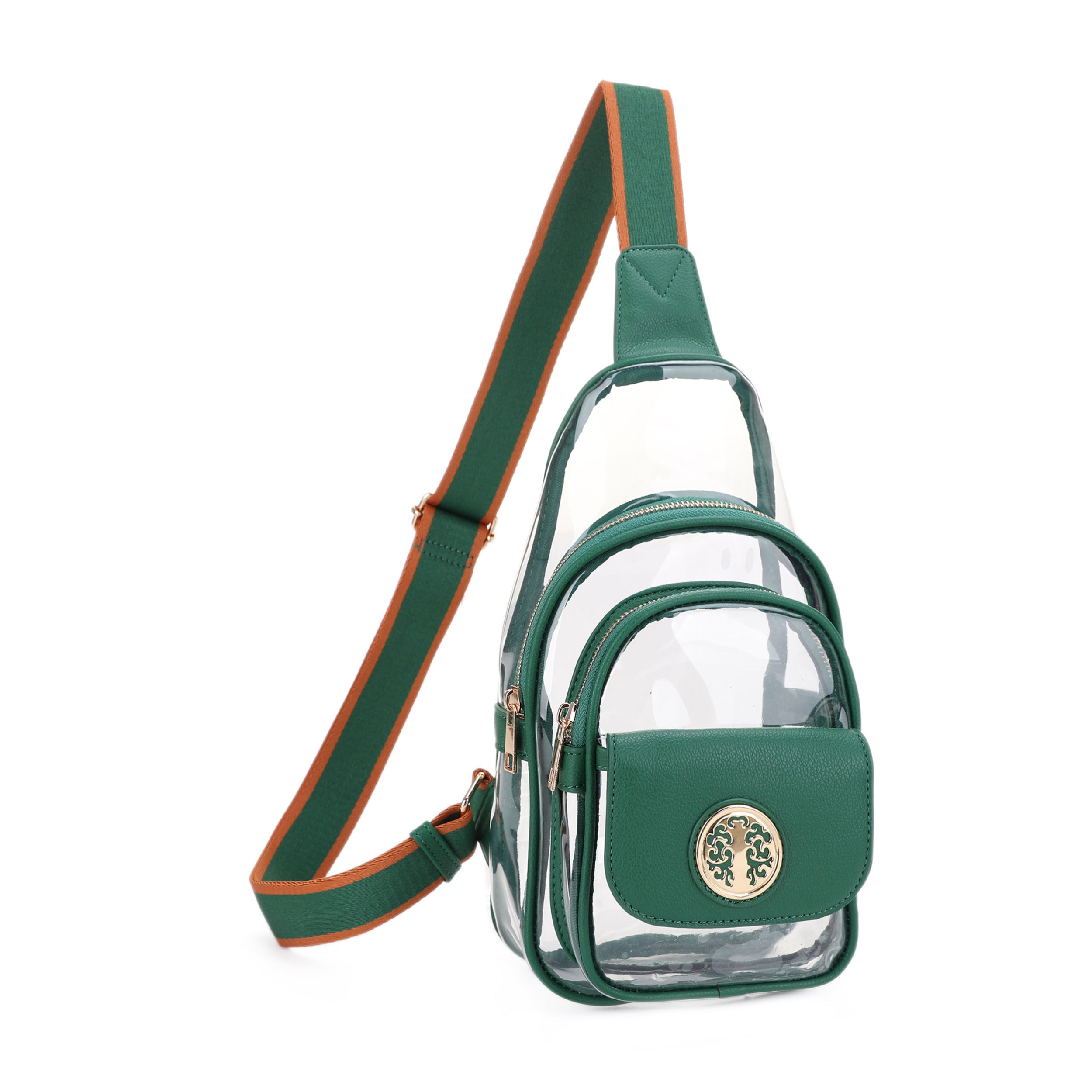 Ellie Double Compartment Clear Sling Bag with Medallion Detailing