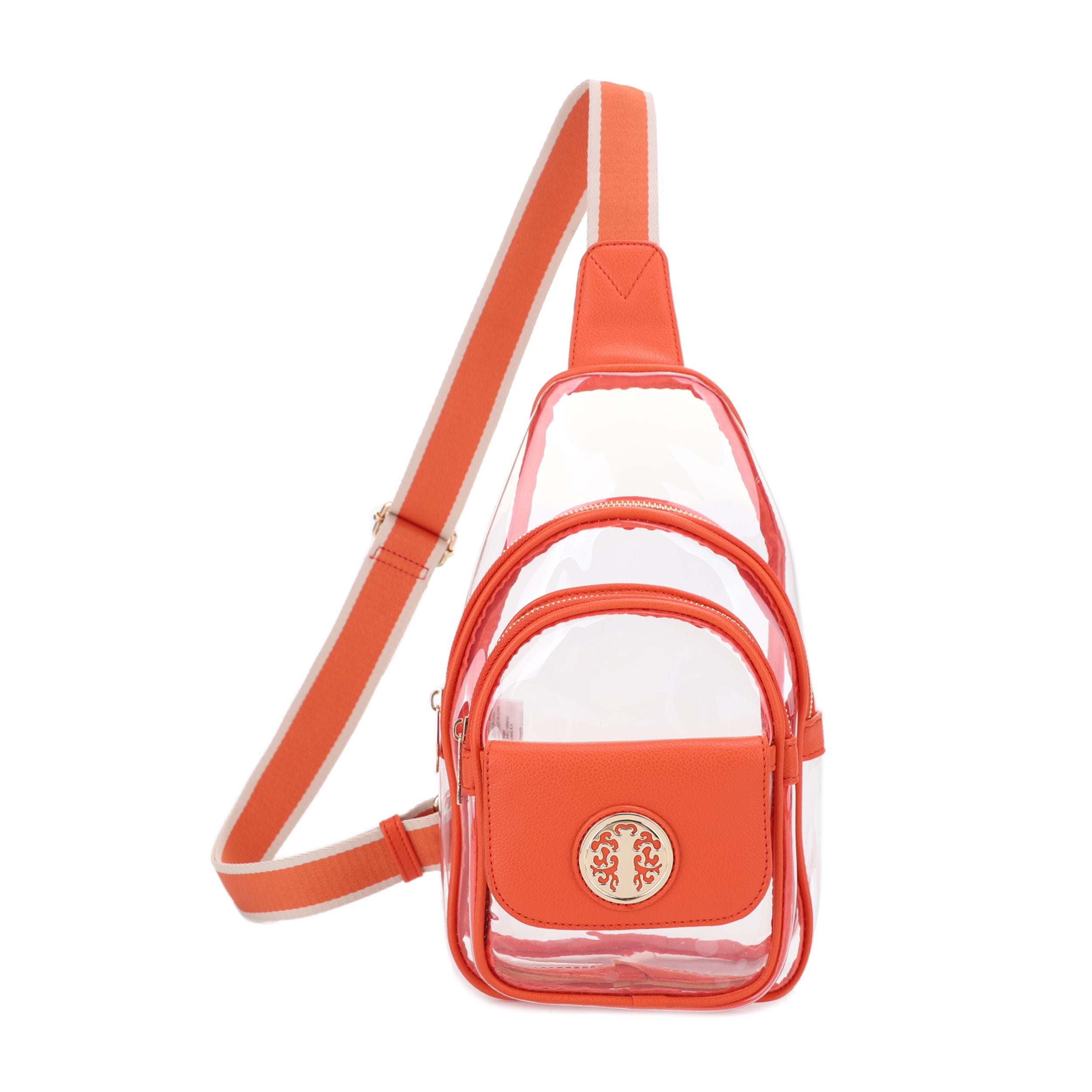 Ellie Double Compartment Clear Sling Bag with Medallion Detailing