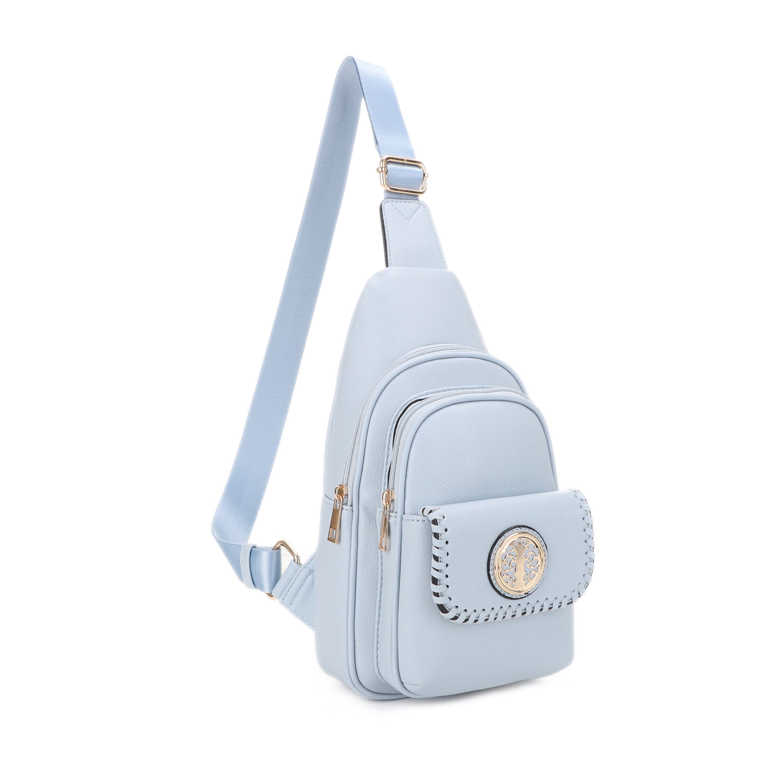 Eva Double Compartment Sling Bag with Medallion Detailing