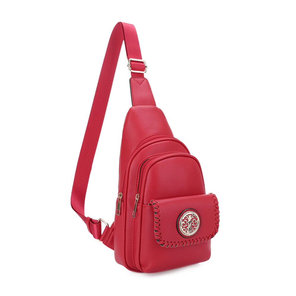 Eva Double Compartment Sling Bag with Medallion Detailing