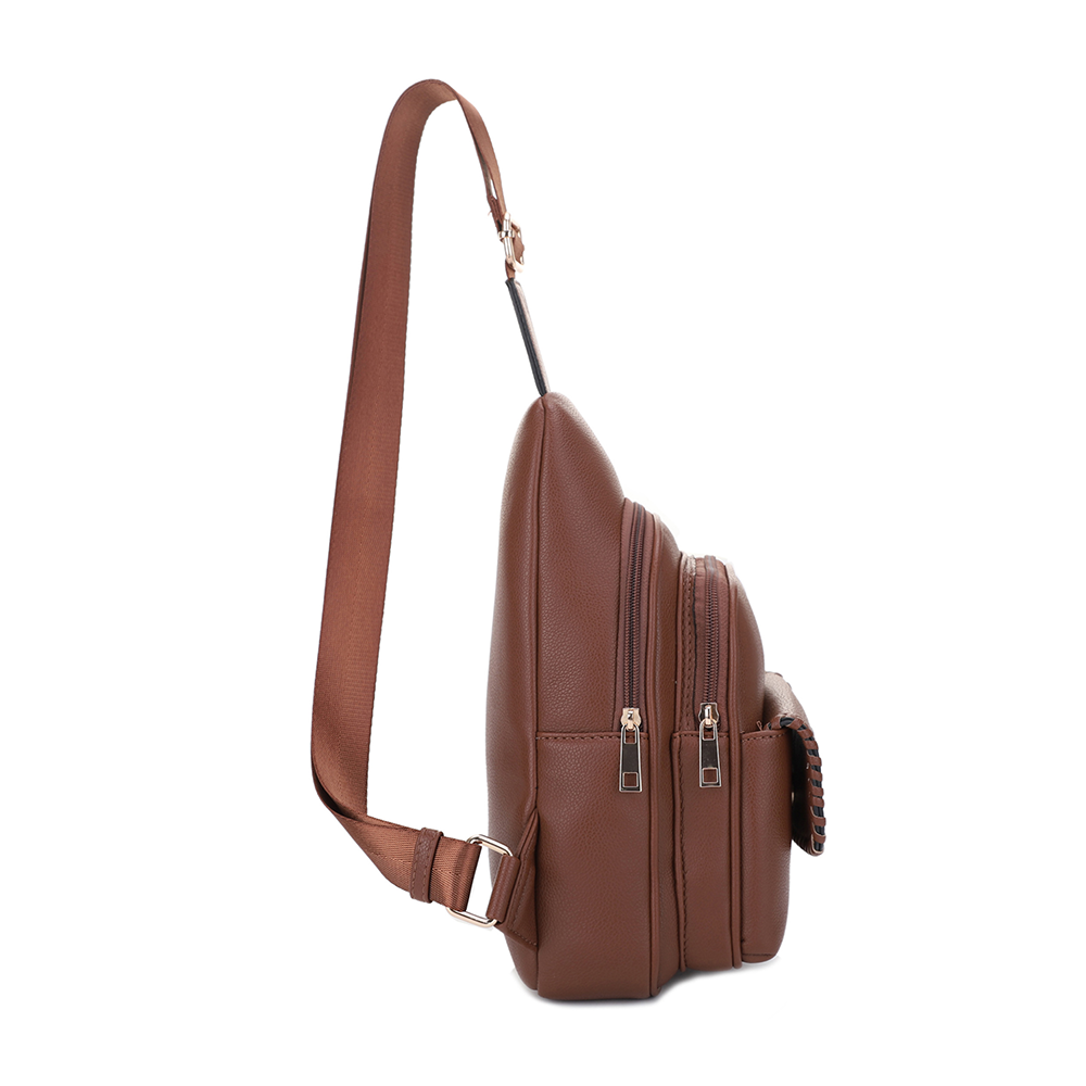 Eva Double Compartment Sling Bag with Medallion Detailing