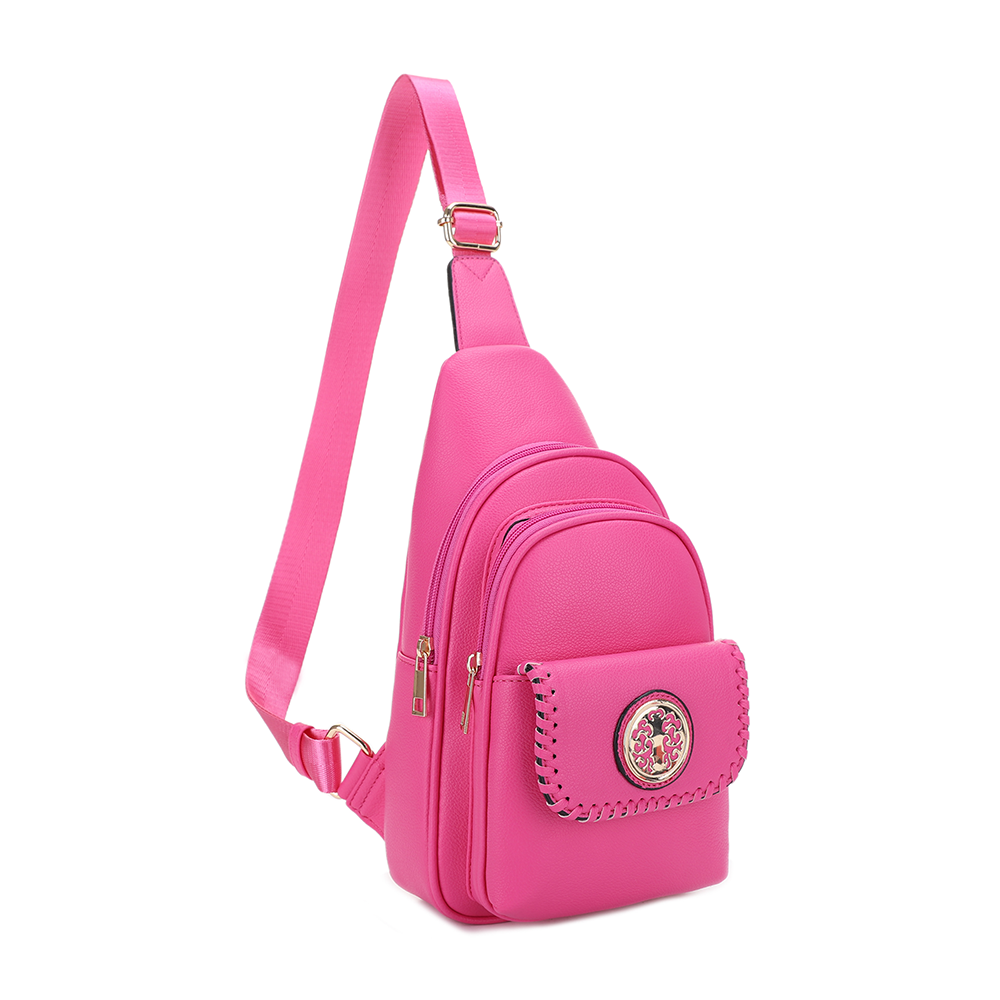 Eva Double Compartment Sling Bag with Medallion Detailing