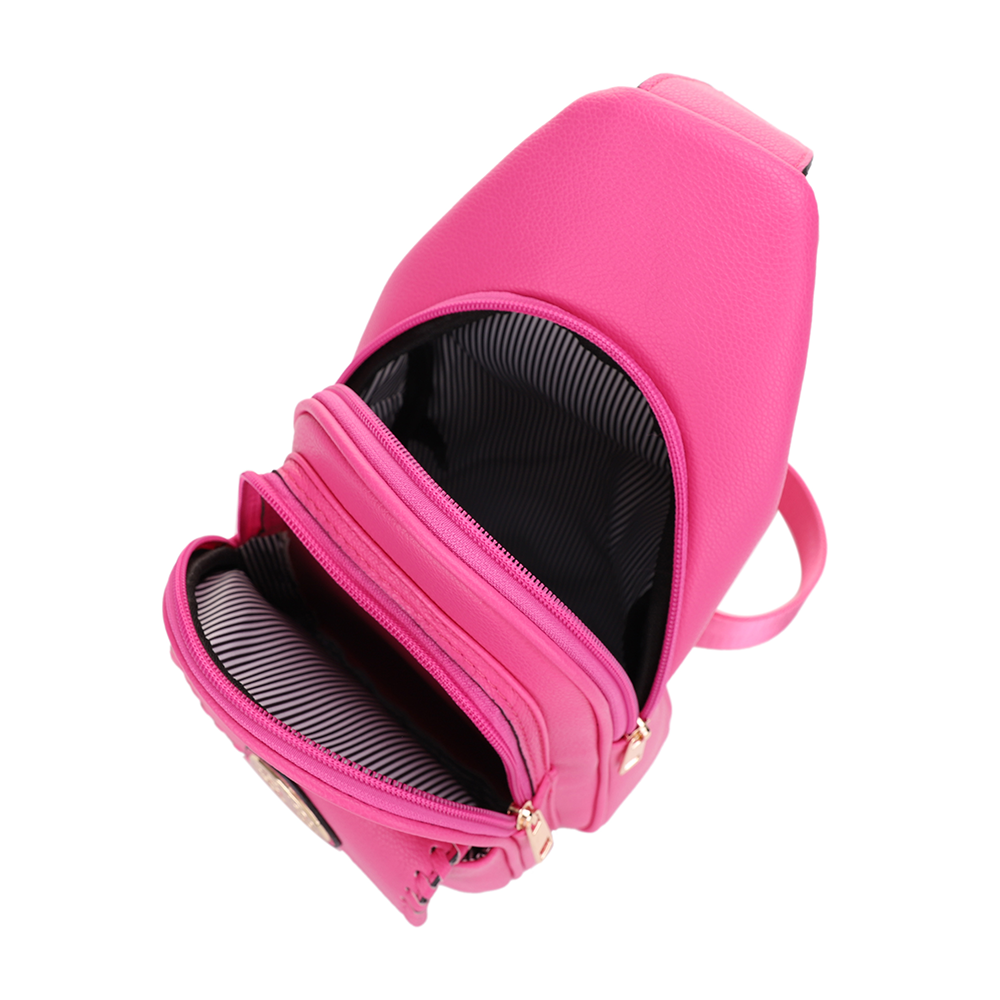 Eva Double Compartment Sling Bag with Medallion Detailing