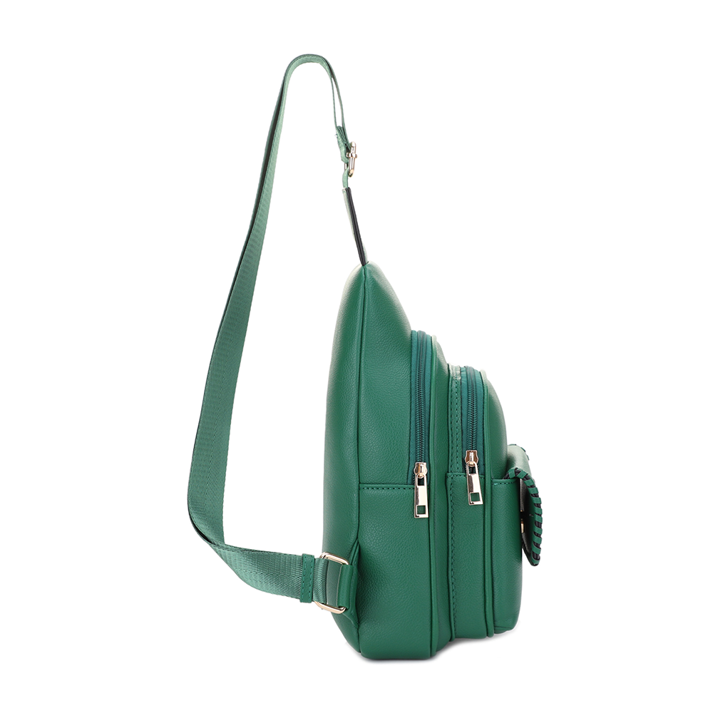 Eva Double Compartment Sling Bag with Medallion Detailing