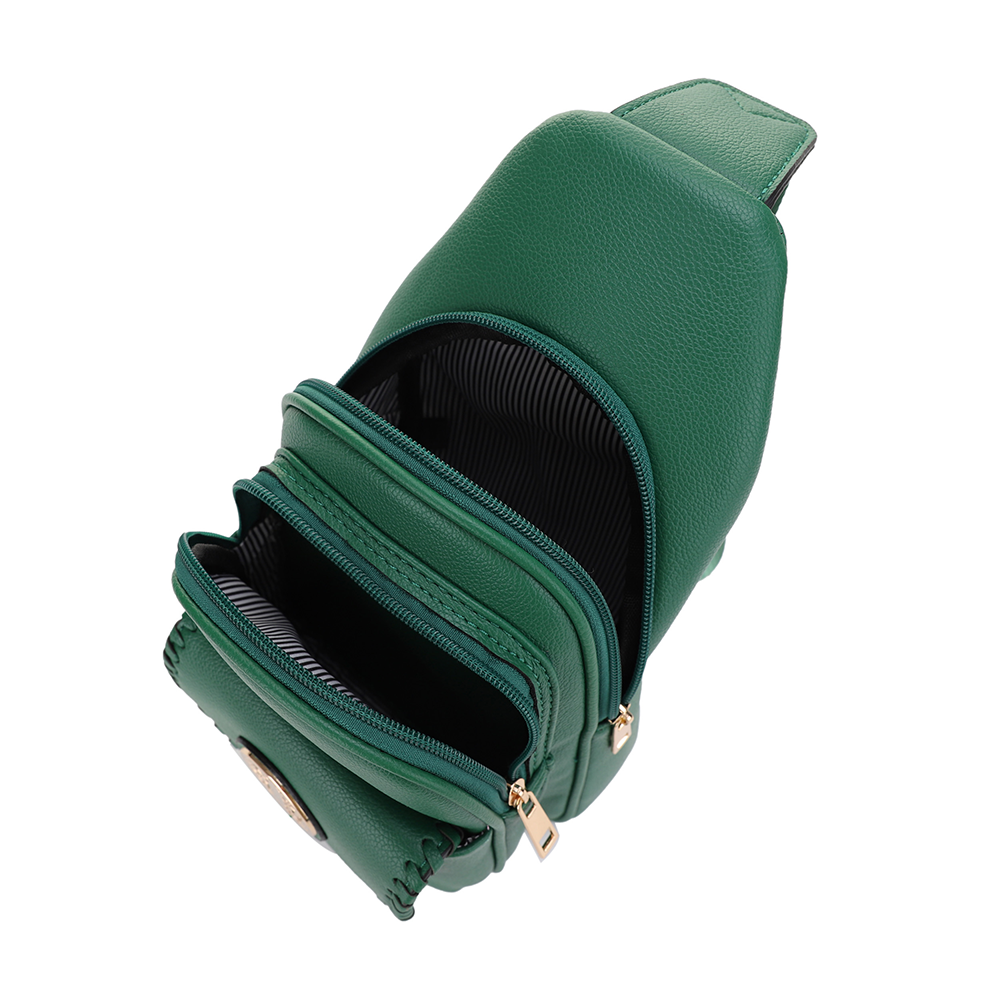 Eva Double Compartment Sling Bag with Medallion Detailing