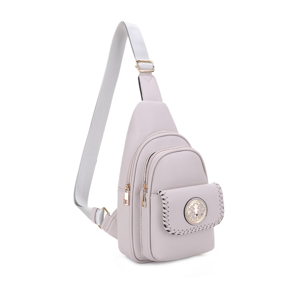 Eva Double Compartment Sling Bag with Medallion Detailing
