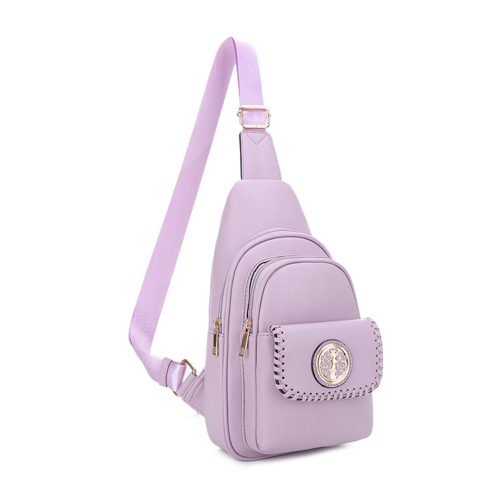 Eva Double Compartment Sling Bag with Medallion Detailing