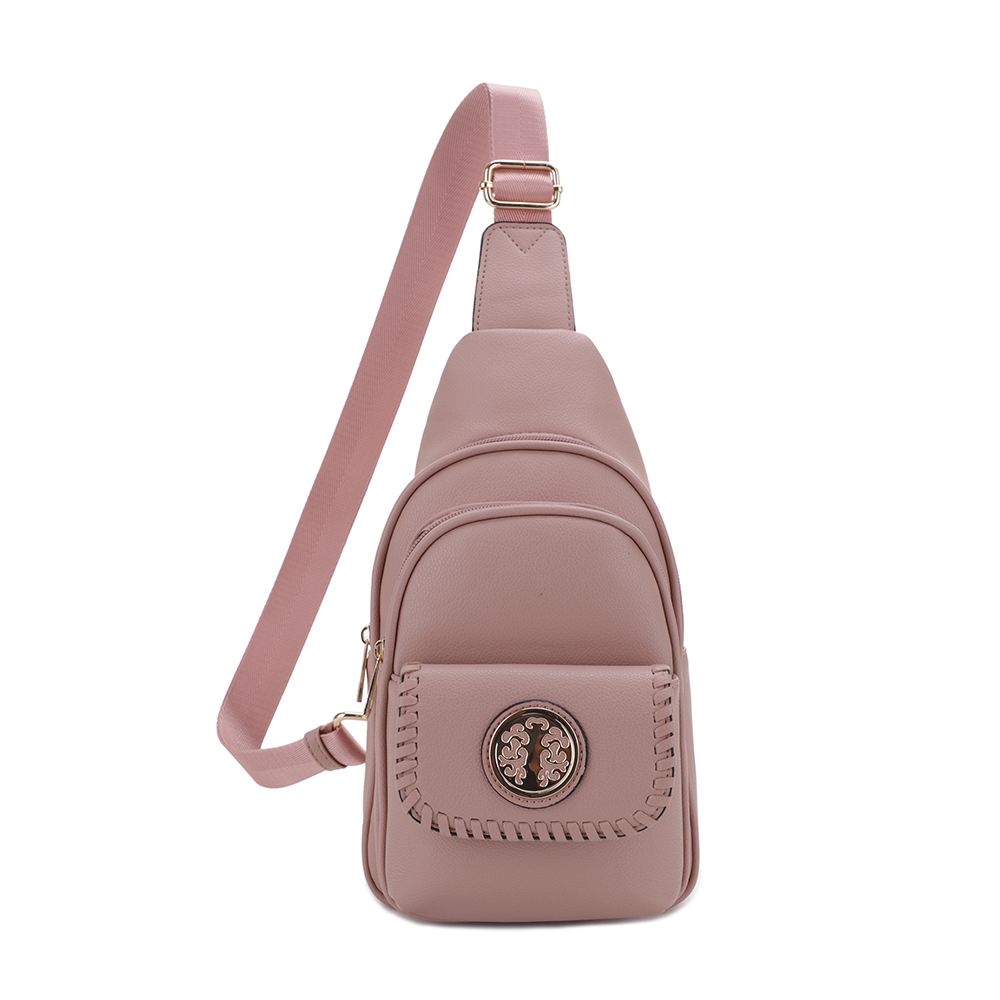 Eva Double Compartment Sling Bag with Medallion Detailing