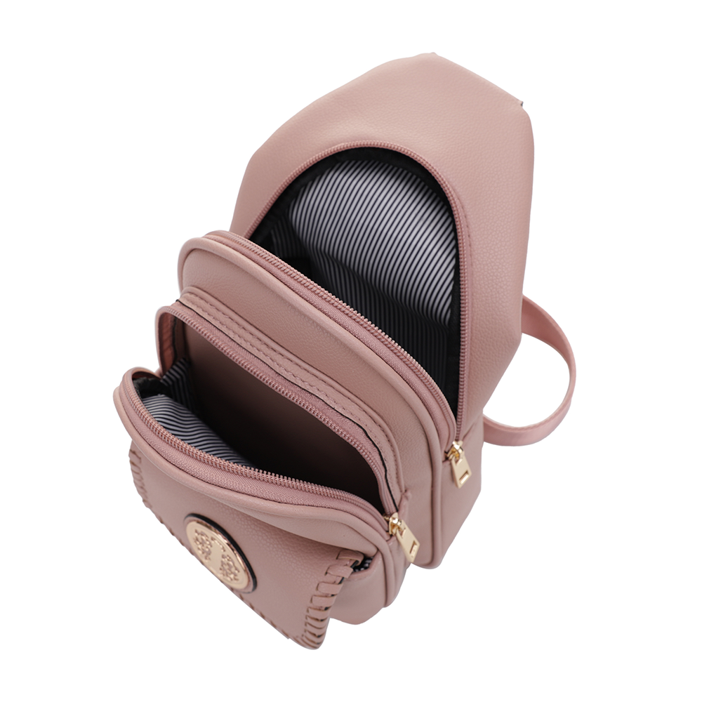 Eva Double Compartment Sling Bag with Medallion Detailing