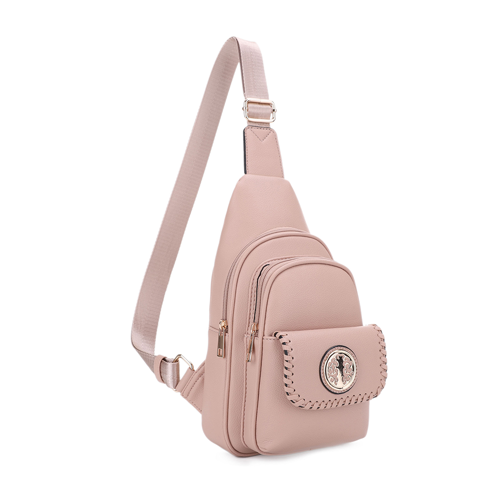 Eva Double Compartment Sling Bag with Medallion Detailing