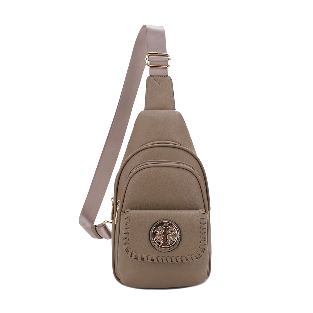 Eva Double Compartment Sling Bag with Medallion Detailing