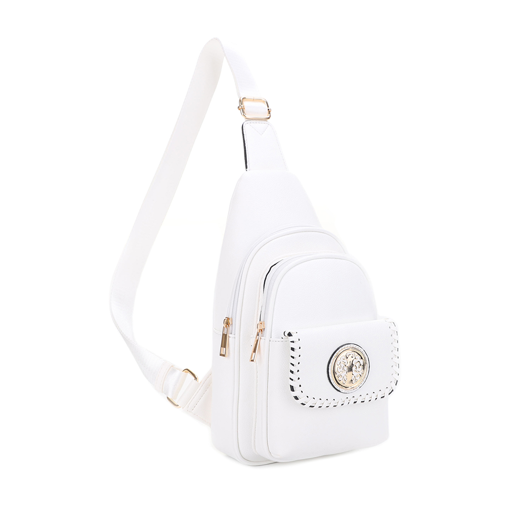 Eva Double Compartment Sling Bag with Medallion Detailing